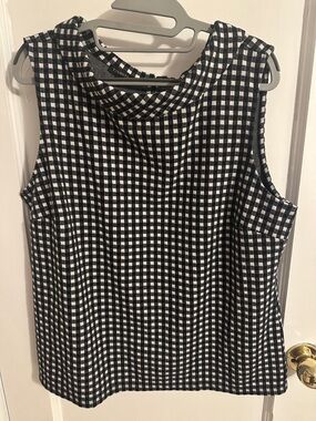 Talbots Black and White Checked Blouse